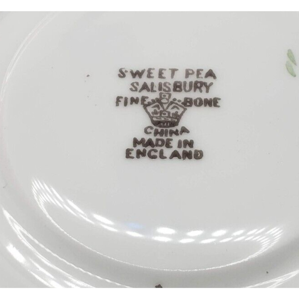 Salisbury Fine Bone China Sweet Pea Floral Pattern W/ Gold Trim Tea Cup & Saucer - Picture 8 of 14